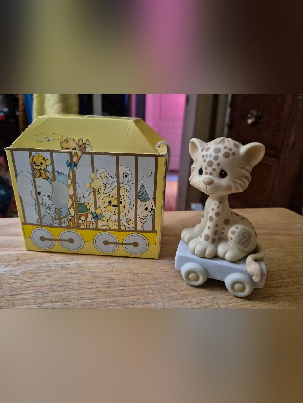 Precious Moments 1987 Age 7 Leopard Birthday Train Figure In Box